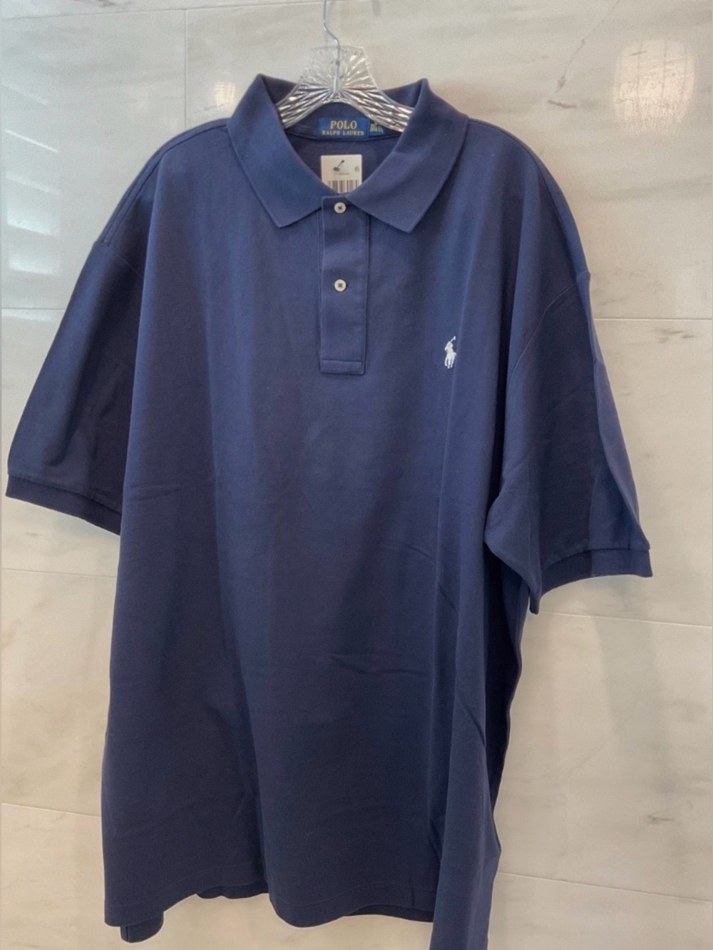 Polo Ralph Lauren Big & Tall Navy Blue Mesh Knit Collared Polo Shirt - 2LT - Q74